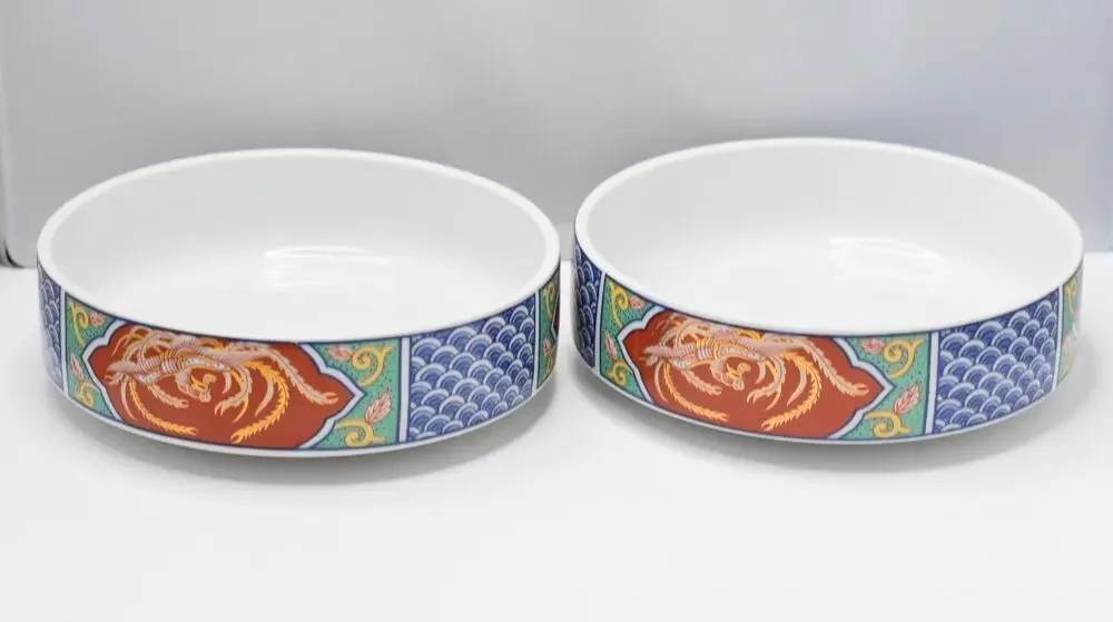 Imari Porcelain Japanese Dragon Stacking Bowls - 2pc Set